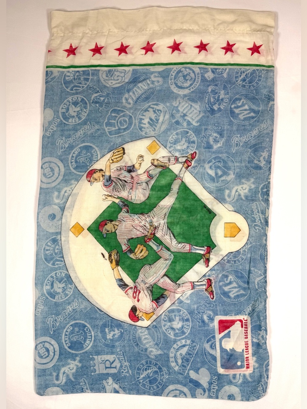 VINTAGE THE BIBB COMPANY MLB LogosBaseball Pillowcase 1994 Made In USA 90s Retro